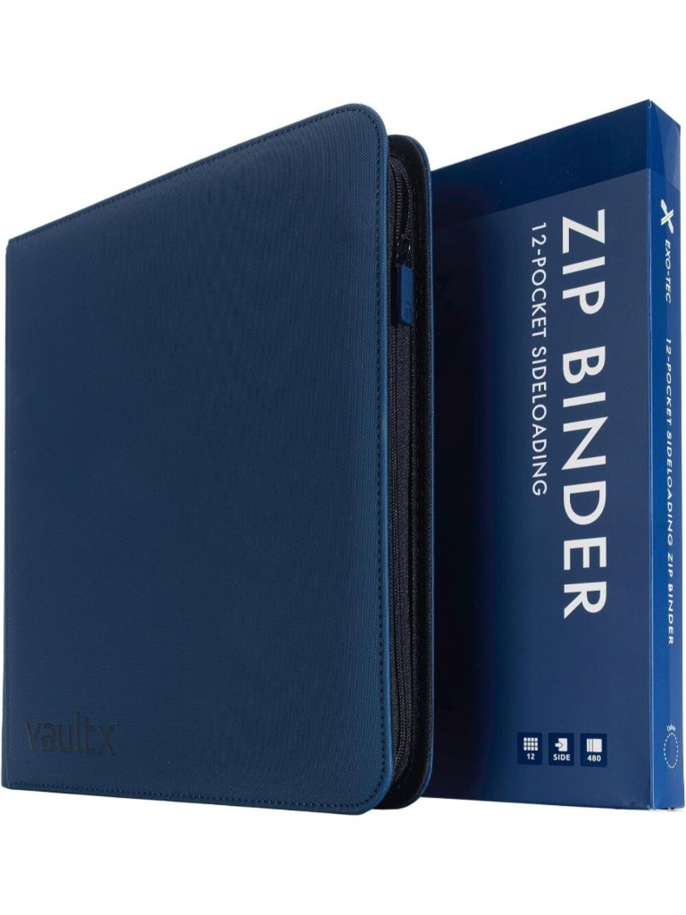 New X 12 Pocket Zip Trading Card Binder 480 Cards Exo-Tec (Blue)